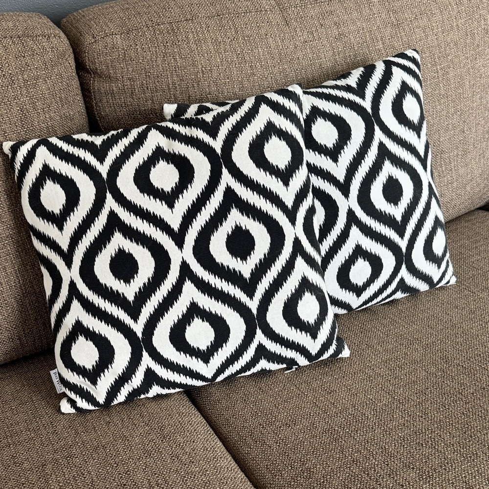 Black and White Ikat Throw Pillow Covers